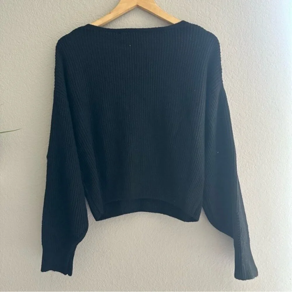 fab'rik Black V-Neck Sweater with Studded Embellishments nwt size Large